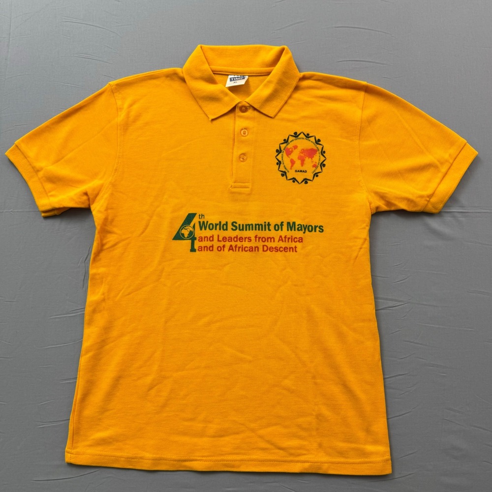Time Mens World Summit of‎ Mayors Africa African Descent Polo Shirt Yellow XL
